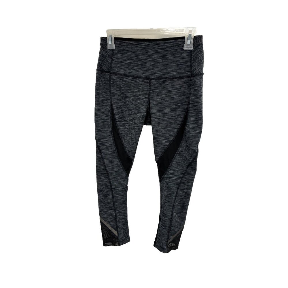 Avia Womens Leggings Capri Gray Athletic Mesh Panel Workout Size S